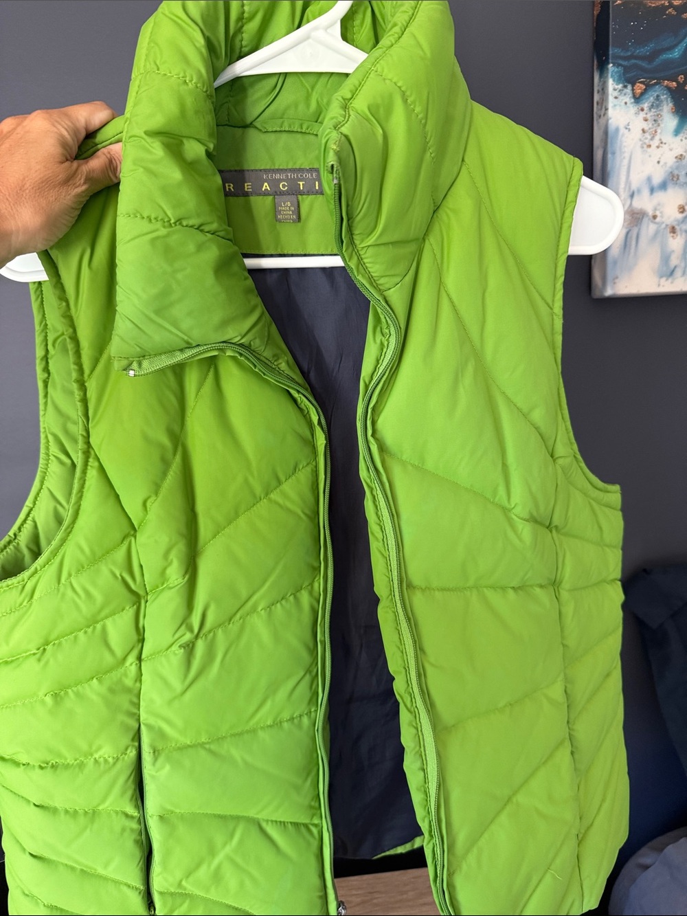 Kenneth Cole Reaction Bright Lime Green Quilted Puffer Vest